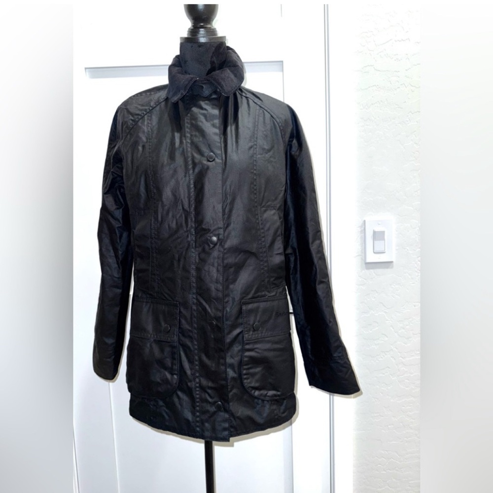 Barbour Beadnell Waxed Cotton Black Jacket 8US